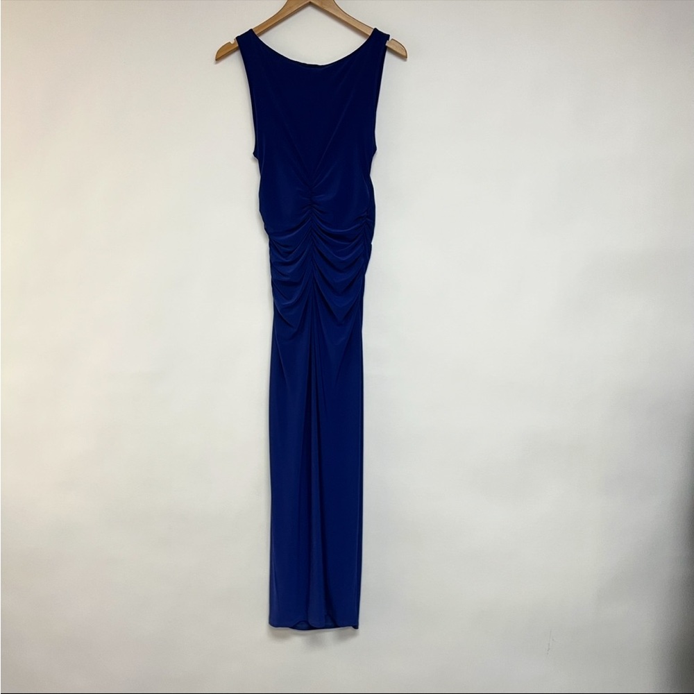 Norma Kamali Royal Blue Ruched Side Maxi Dress Sleeveless Size Small - Picture 6 of 9